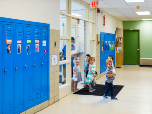 Toddlers in a hallway at the McGaw YMCA Children's Center