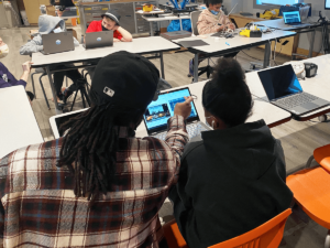 A student getting homework help