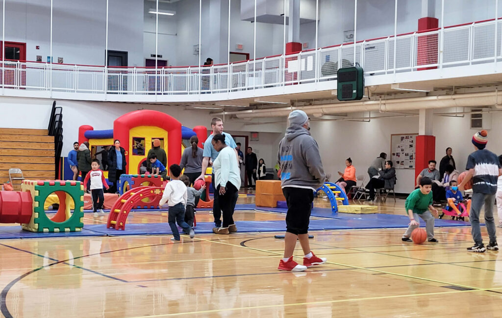 Kids playing in the Y gym.