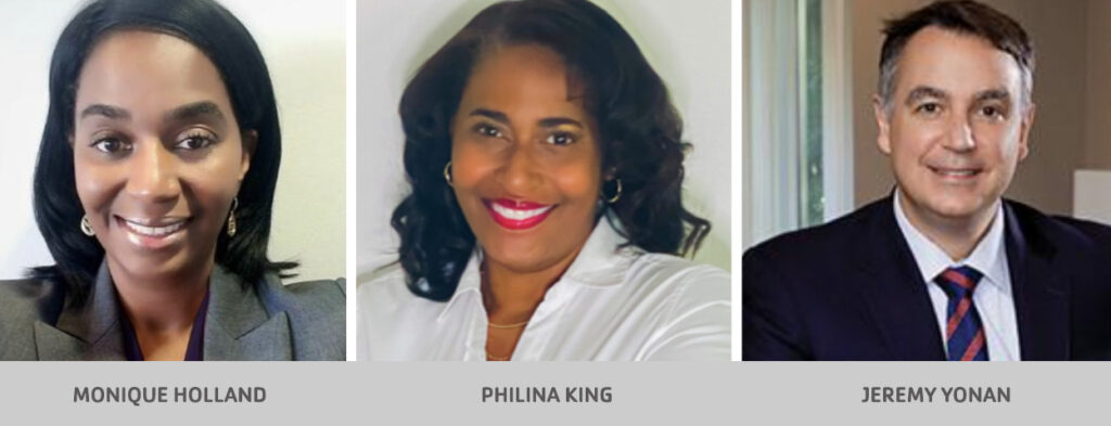 Three profile photos of new board members. 