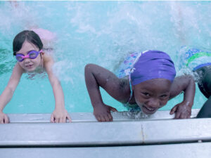Summer Day Camp kids at McGaw YMCA getting swim lessons.