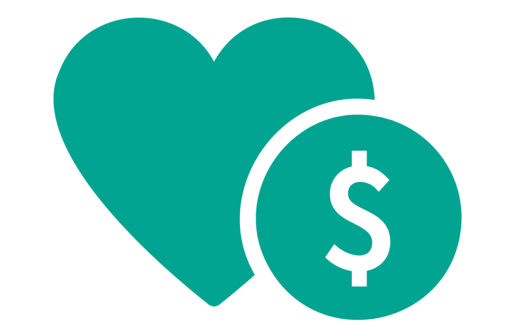 heart coin icon of a heart and coin