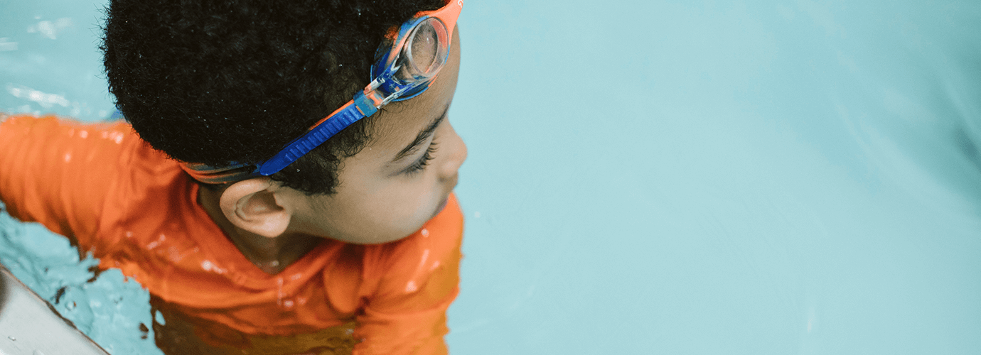 A child in the swimming pool.