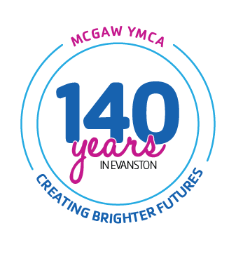 McGaw Y 140 2C logo A circle graphic for 140th anniversary of the YMCA in Evanston