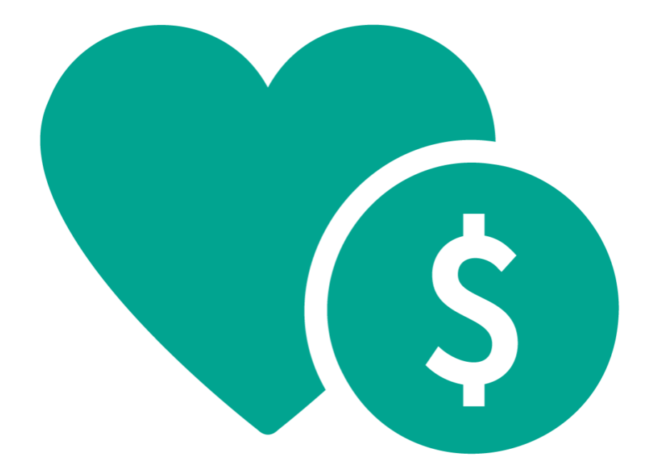 heart coin icon of a heart and coin